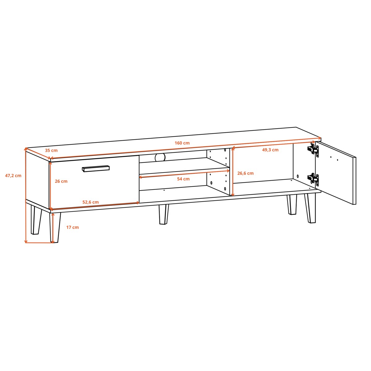 Szafka RTV Denver 160 biały & hikora