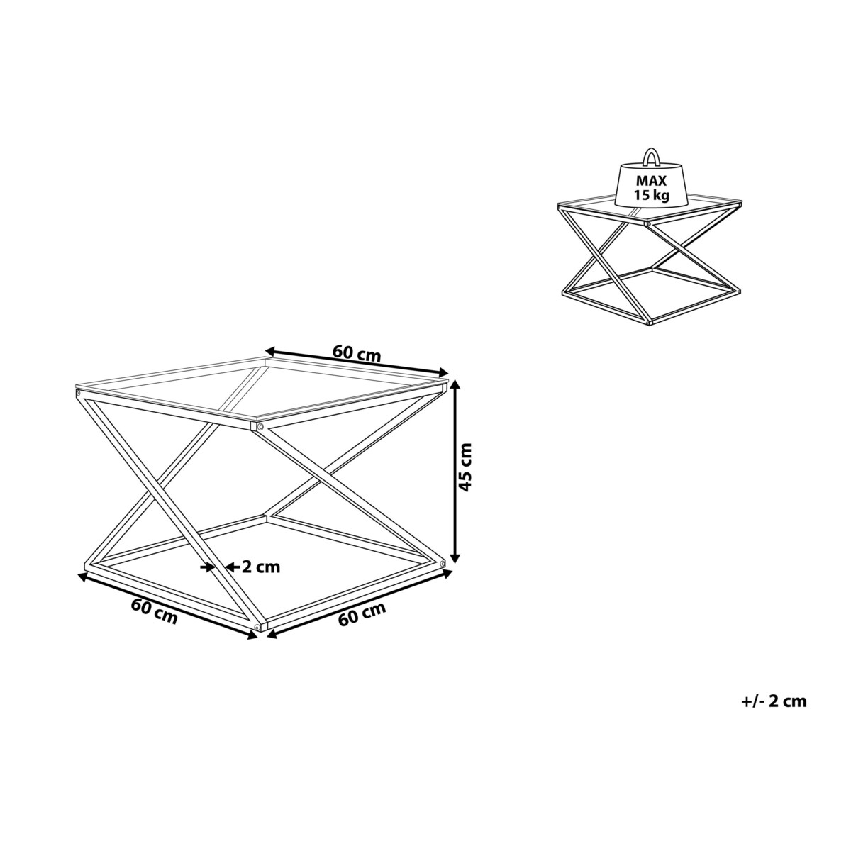 Stolik kawowy szklany złoty BEVERLY