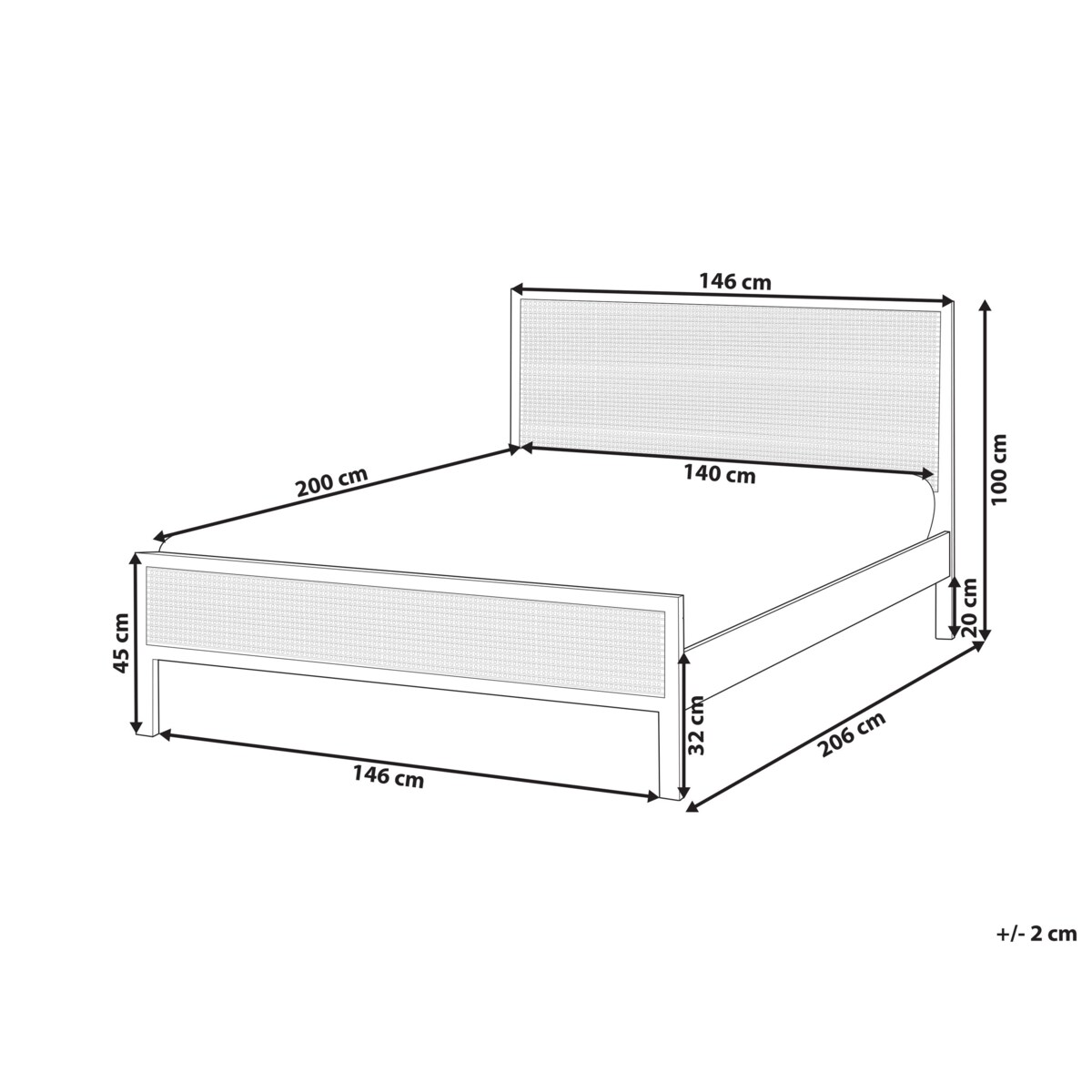 Łóżko Drewno sosnowe SALERNAS 140 x 200 cm Czarny