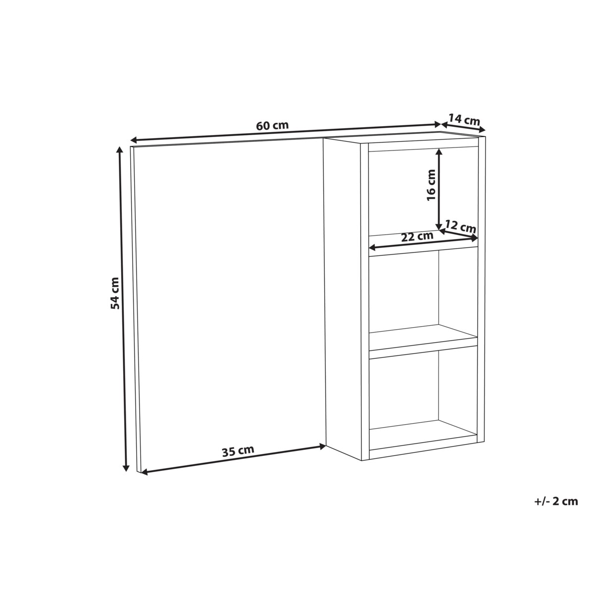 Szafka wisząca łazienkowa z lustrem JOINVILLE 60 cm Czarny
