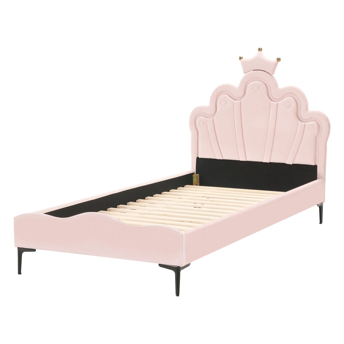 Łóżko Welur RUBIAN 90 x 200 cm Z LED Różowy