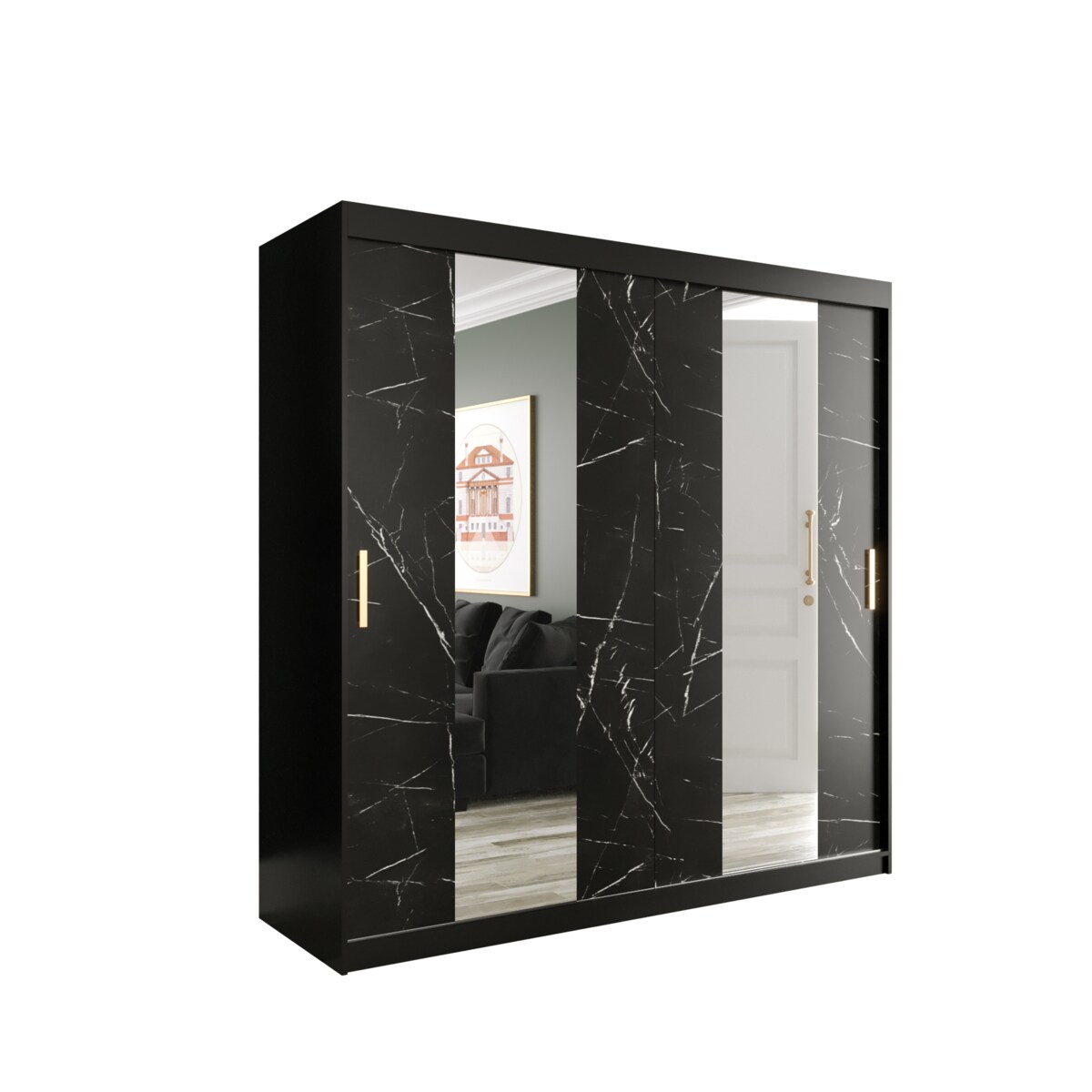 Szafa przesuwna Garderoba MARMUR POLE 200 gł. 62 czarny