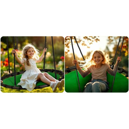 Huśtawka ogrodowa Neo-Sport Swingo bocianie gniazdo fotel wiszący 120 cm zielona