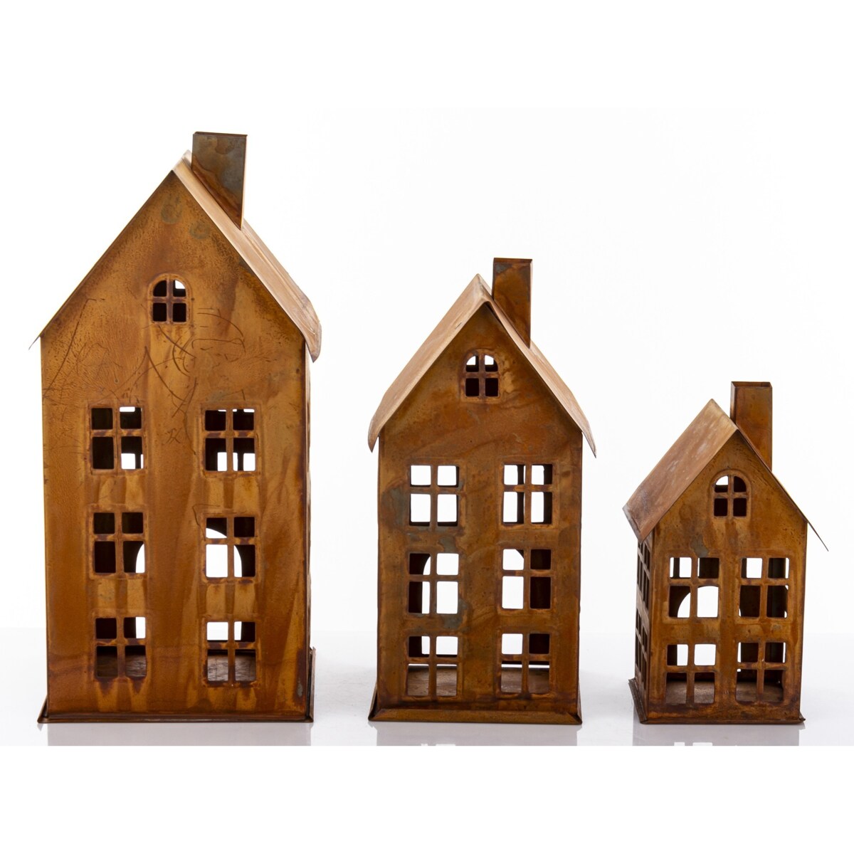 Domek metalowy 3 szt. 38,5x18,5x19,5 cm BAGNOLE rdzawy