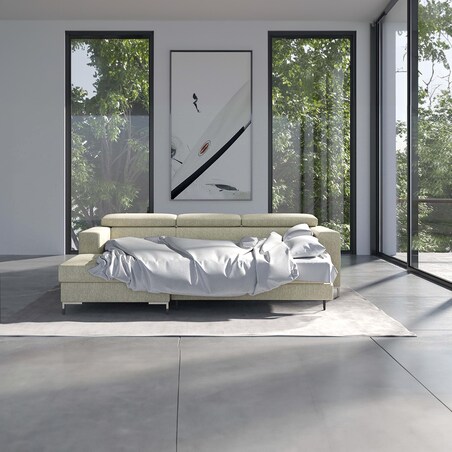 Sofa narożna rozkładana Reco jasnobeżowa