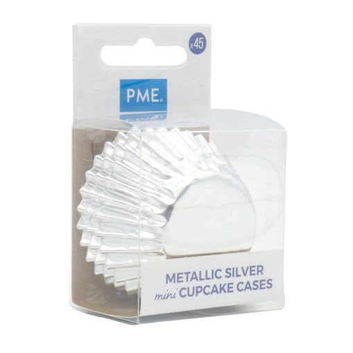 PME Metaliczne mini papilotki na muffinki (45 sztuk) srebrny