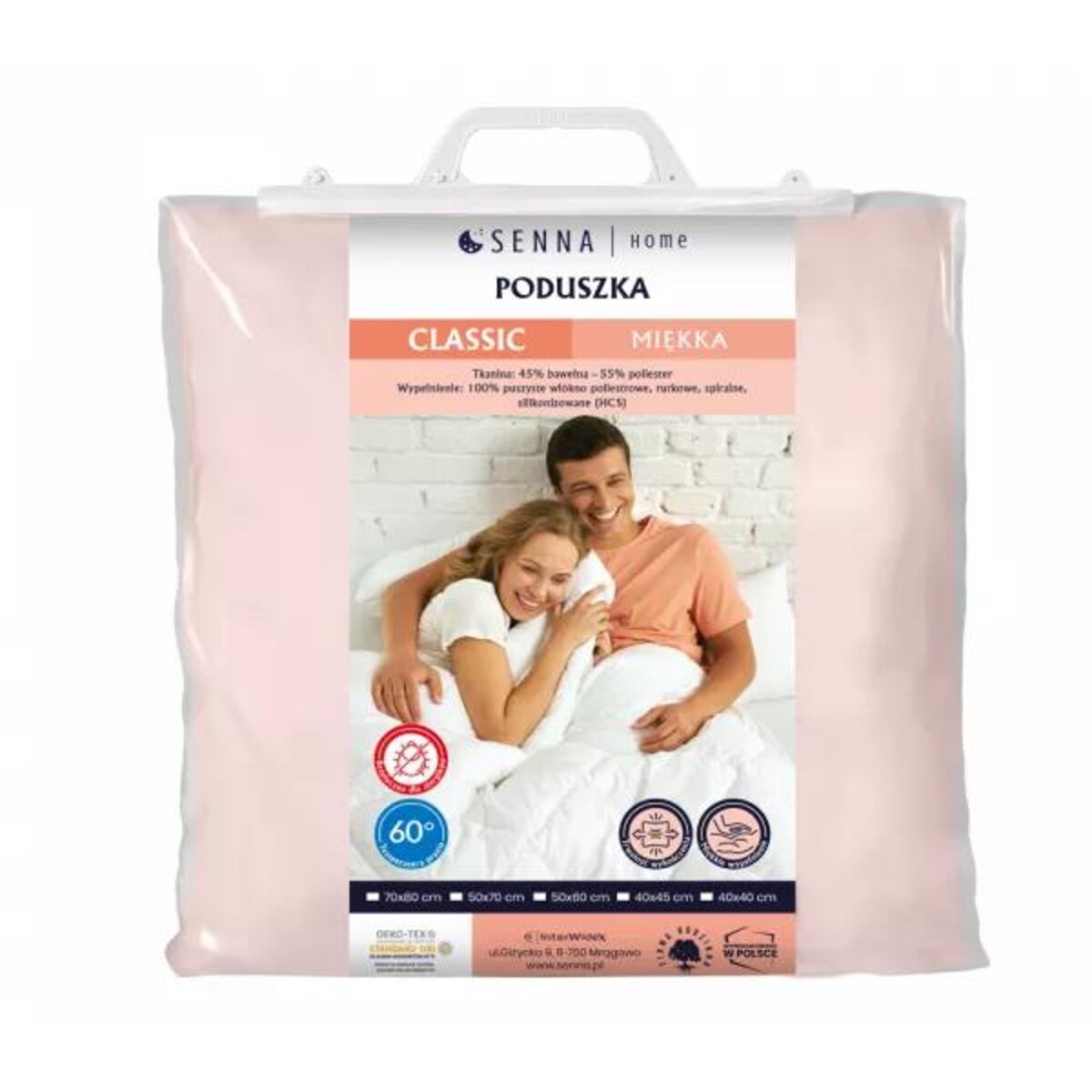 Poduszka 40x45 CLASSIC MIĘKKA różowa