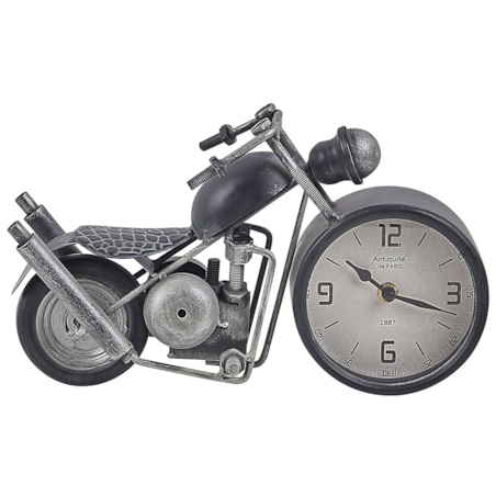 Zegar stojący w kształcie motoru czarno-srebrny BERNO