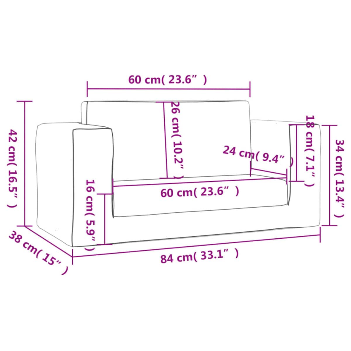 vidaXL 2-os. sofa dla dzieci, rozkładana, szara w gwiazdki, plusz