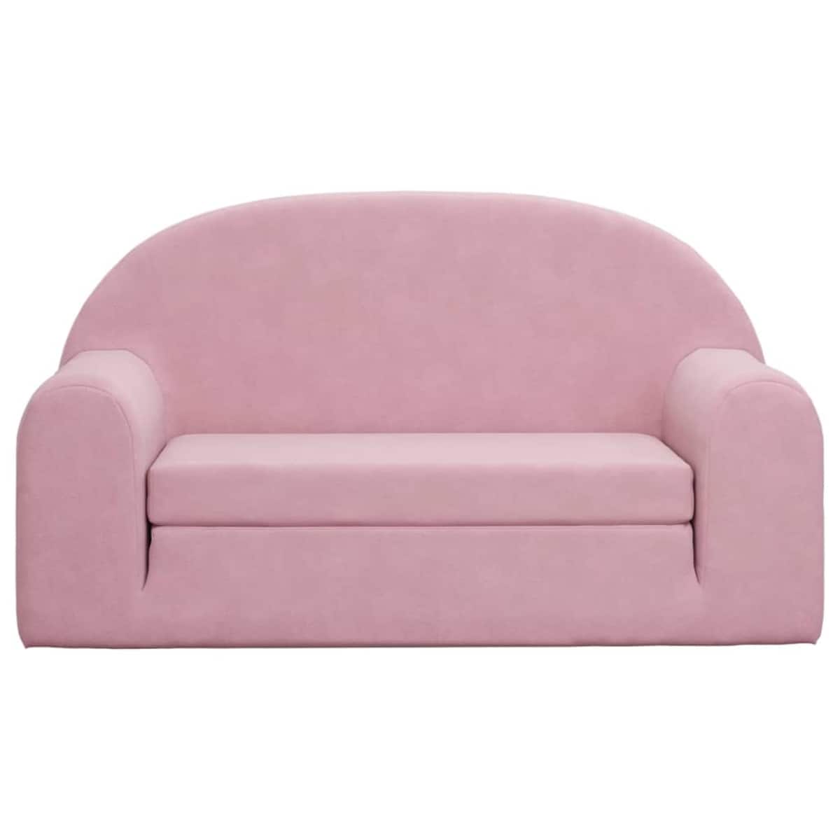 vidaXL 2-os. sofa dla dzieci, rozkładana, różowa, miękki plusz