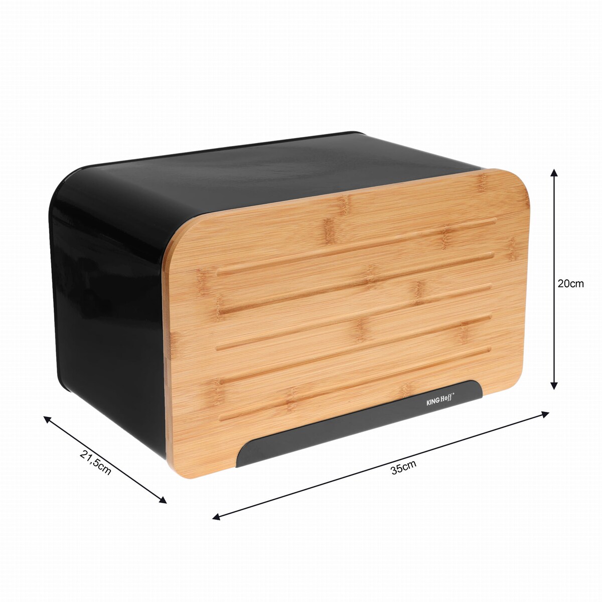 Chlebak stalowy z deską do krojenia czarny KINGHOFF