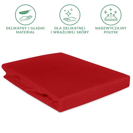 Prześcieradło satynowe z gumką 200x220 kolor Czerwony