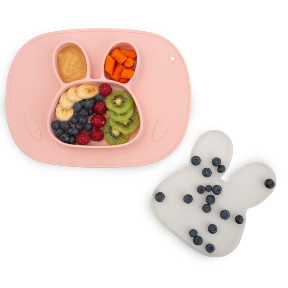 Talerzyk dla dziecka silikonowy do karmienia Królik różowy Ricokids