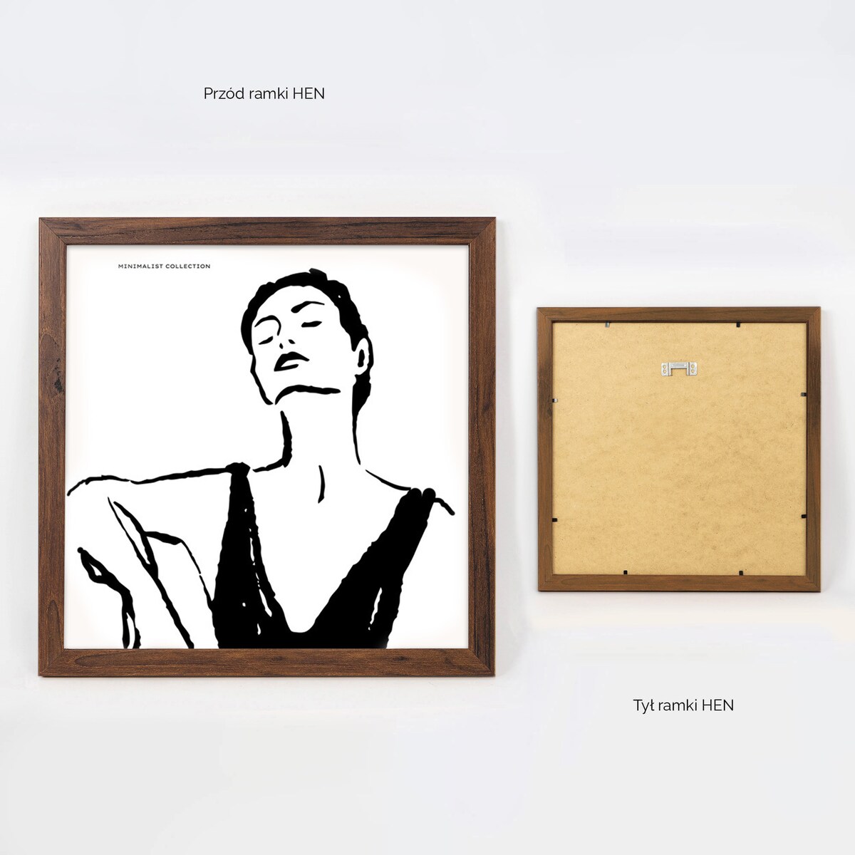 Ramka na zdjęcia 30x30 cm brązowa rama MDF z plexi do powieszenia klasyczna kwadratowa ramka FRAMAI