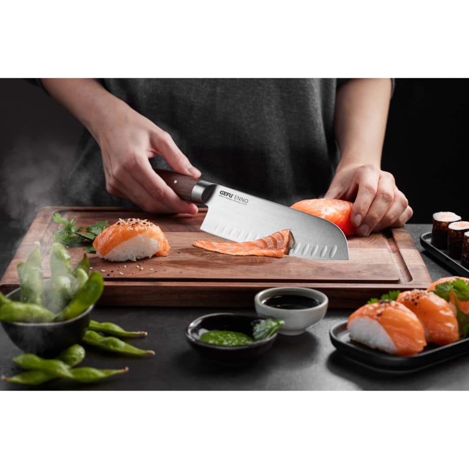 GEFU ENNO Nóż Santoku z rowkami 18 cm