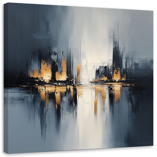 Feeby Obraz do salonu sypialni loft, Abstrakcja szary pomarańczowy 40x40