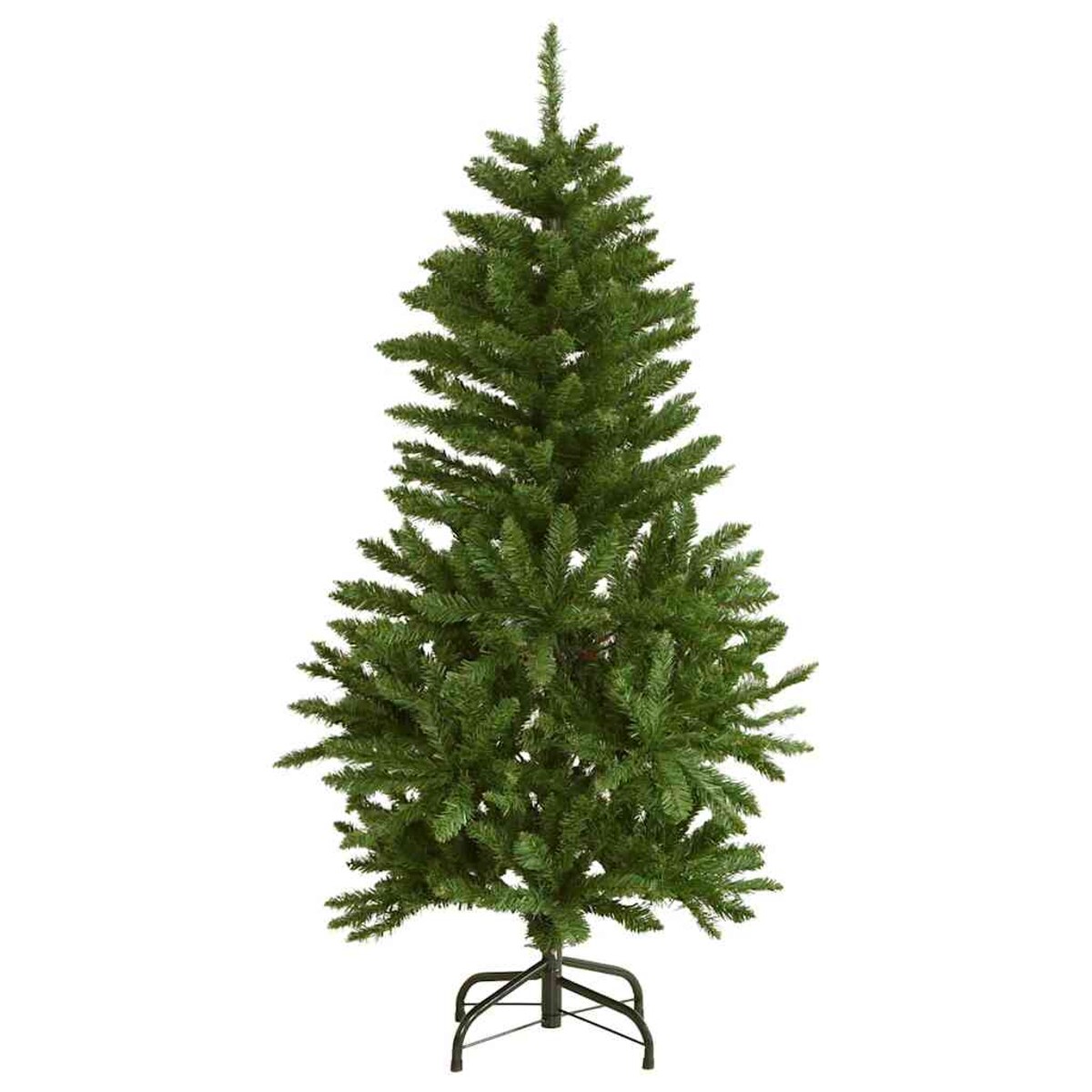 vidaXL Sztuczna choinka na zawiasach, 150 lampek LED i bombki, 120 cm