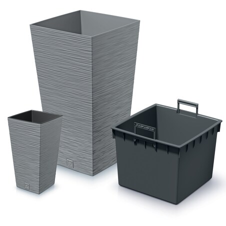 Doniczka Donica Ogrodowa 34,5 Cm Kwadratowa Na Taras Do Ogrodu Domu Szara