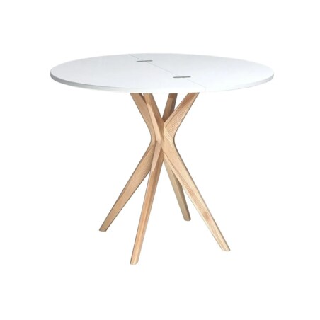 Stół półokrągły CUTTI 100x100 rozkładany biały/jesion