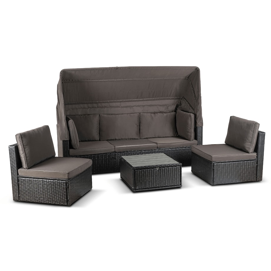 Zestaw Mebli Ogrodowych Składany Daszek Na Taras Ogród Czarny CALIENTE