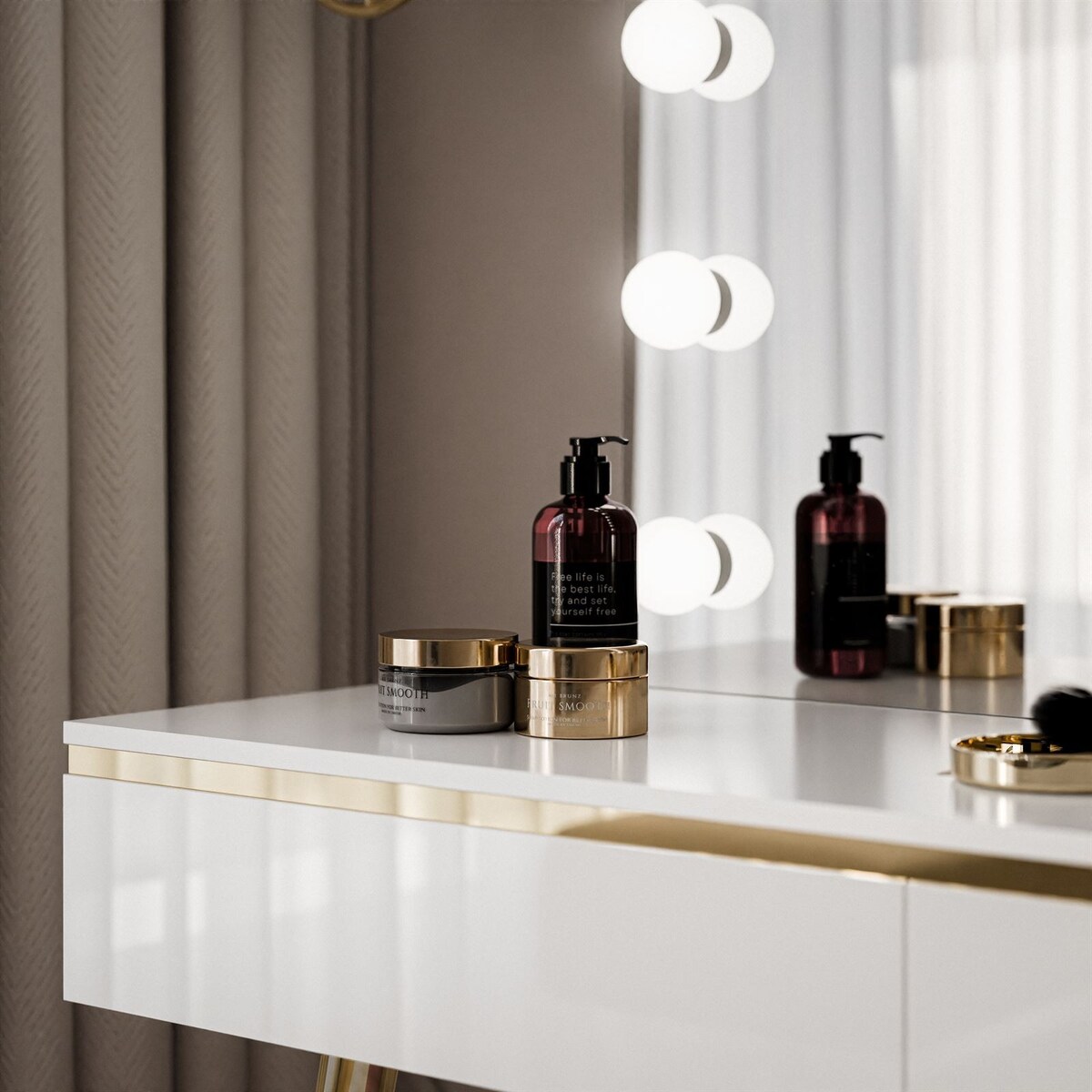 Toaletka AURORA-S ELITE z lustrem biały połysk