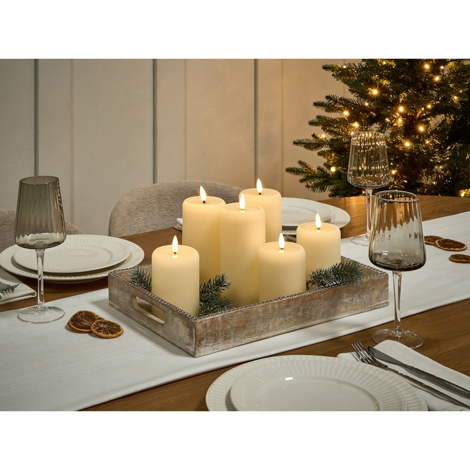 Zestaw 6 świec LED NOISETTE 10/16 cm Złamana biel