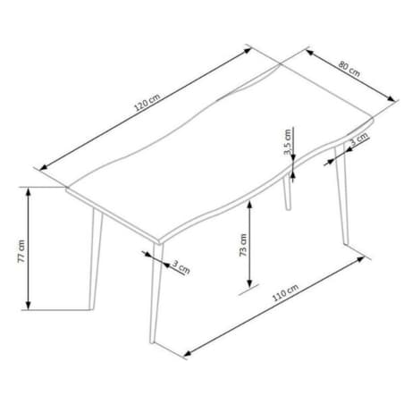 STÓŁ PROSTOKĄTNY Lores BLAT Z MDF dębowy stalowe nogi