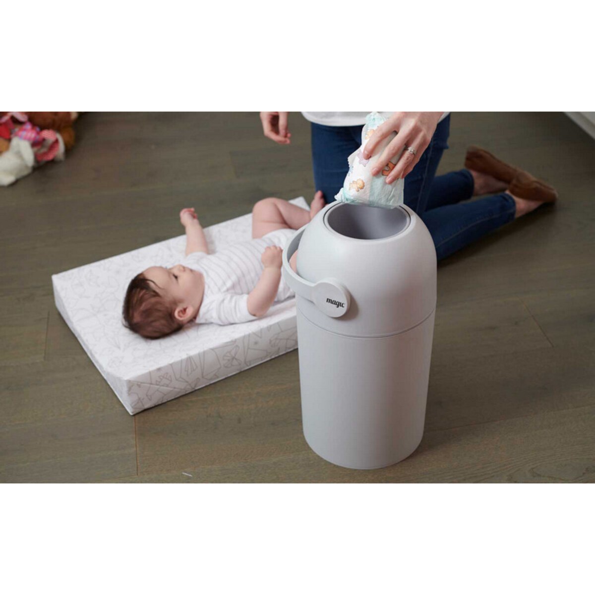 Kosz na zużyte pieluchy Magic Majestic - ciemny niebieski (na 25 pieluch) + worki