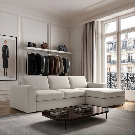 Sofa narożna prawa Baga XL kremowa