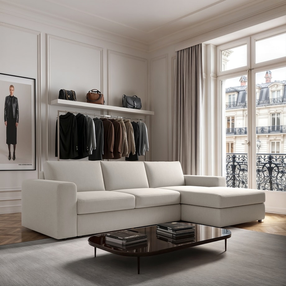 Sofa narożna prawa Baga XL kremowa