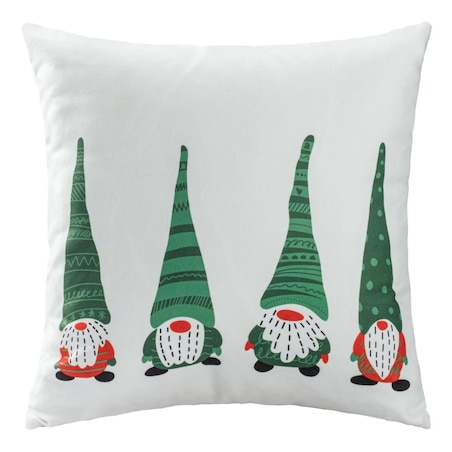 Poszewka dekoracyjna świąteczna 43x43 biała, krasnale