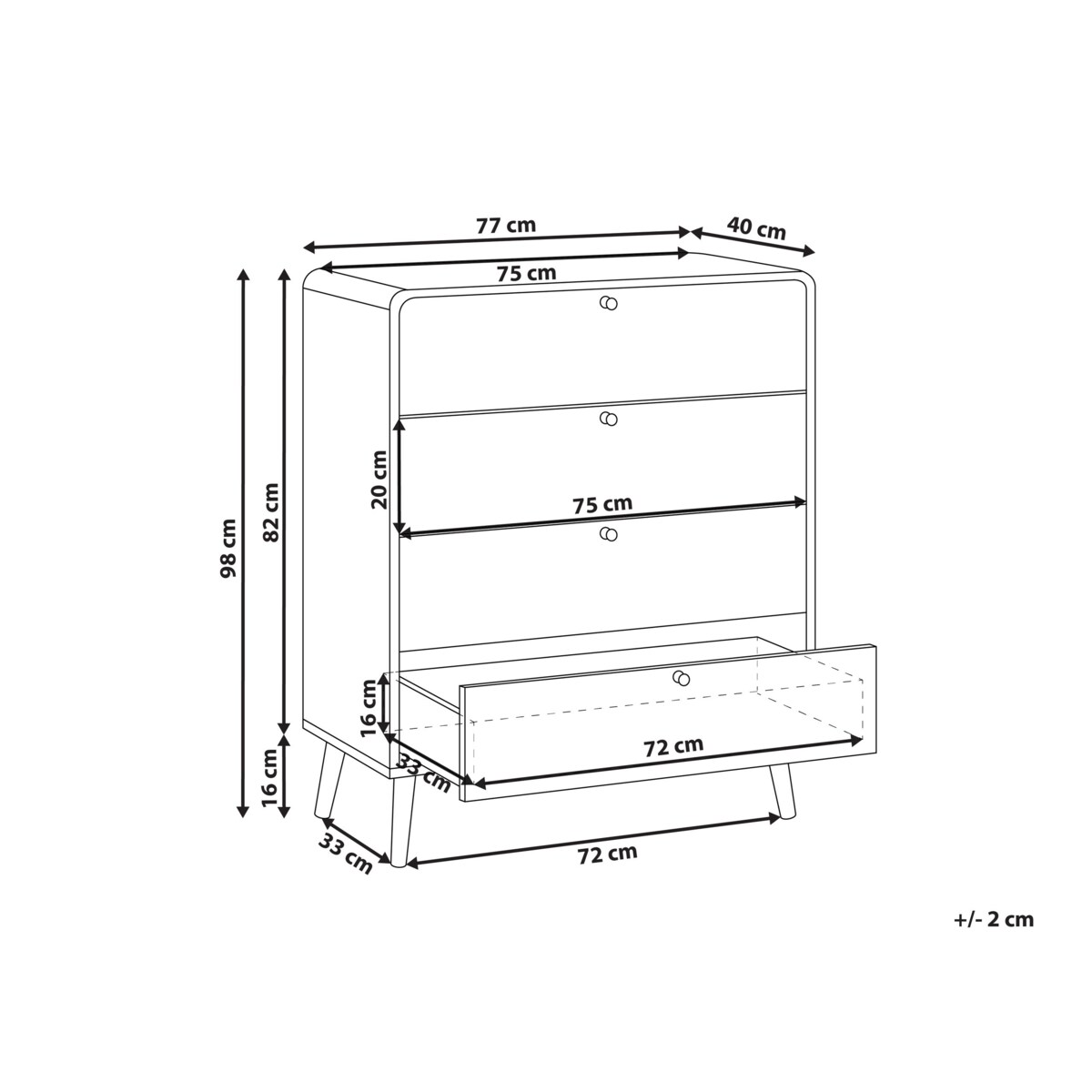 Komoda 4 szuflady MOURA Czarny