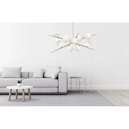 Lampa Wisząca Sufitowa Złota Szklane Kule 12 G9