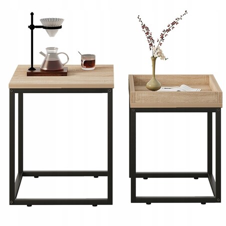 Stolik kawowy ława stół zestaw stolików 2w1 loft industrialny jasny brąz