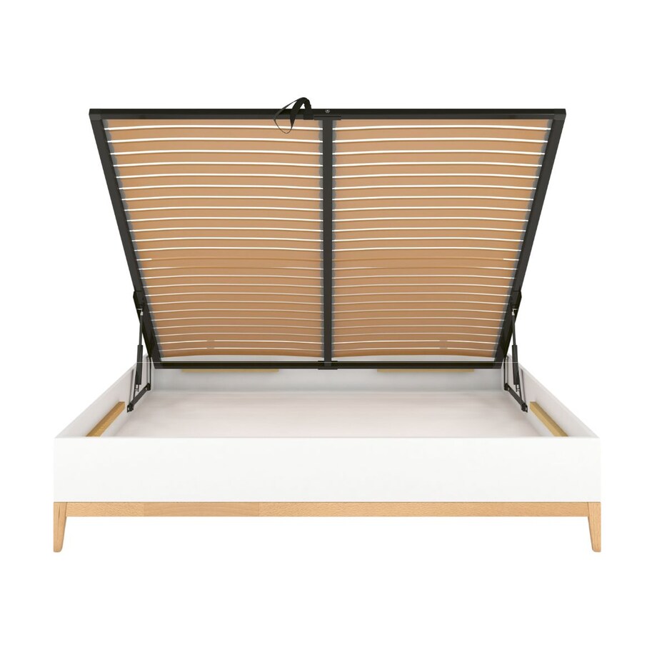 Drewniane łóżko ze stelażem i skrzynią Visby Livia Bc 
160x200 cm