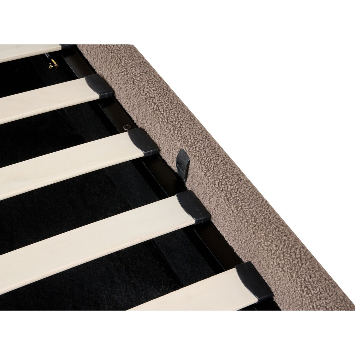 Łóżko z pojemnikiem bez zagłówka Boucle DINAN 180 x 200 cm Beżowoszary