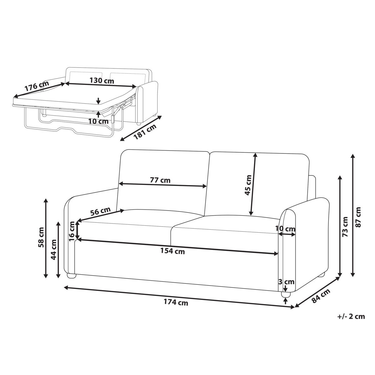 Sofa rozkładana BENNAS Granatowy Tkanina