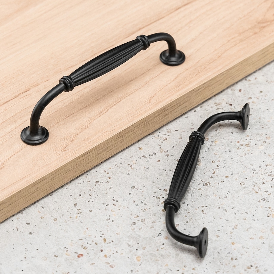 10x Uchwyt do mebli czarny zestaw uchwytów meblowych klasyczny 128 mm