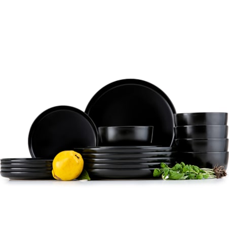 KONSIMO VICTO Zestaw obiadowy 6-osobowy (18 elementów) czarny