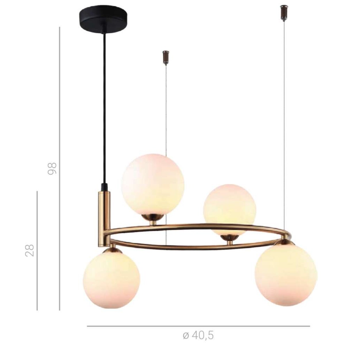 LAMPA wisząca AMILY MDM-3974/4 BRO Italux metalowa OPRAWA szklane kule ZWIS balls złote białe