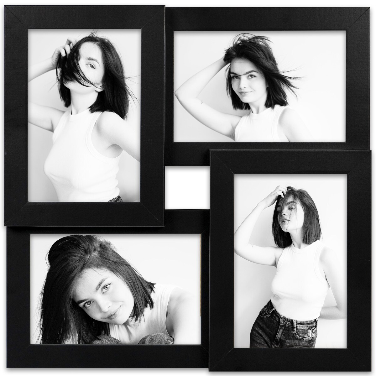 Multirama MULTI  HEN 2 ramka na zdjęcia. Czarna multirama na cztery zdjęcia