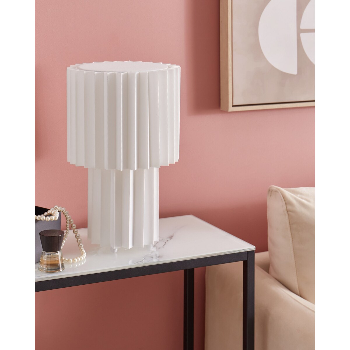 Lampa stołowa lniana biała ALFEIOS