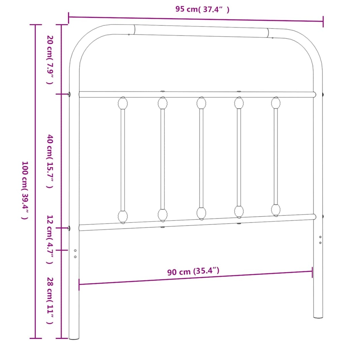 vidaXL Metalowe wezgłowie, białe, 90 cm