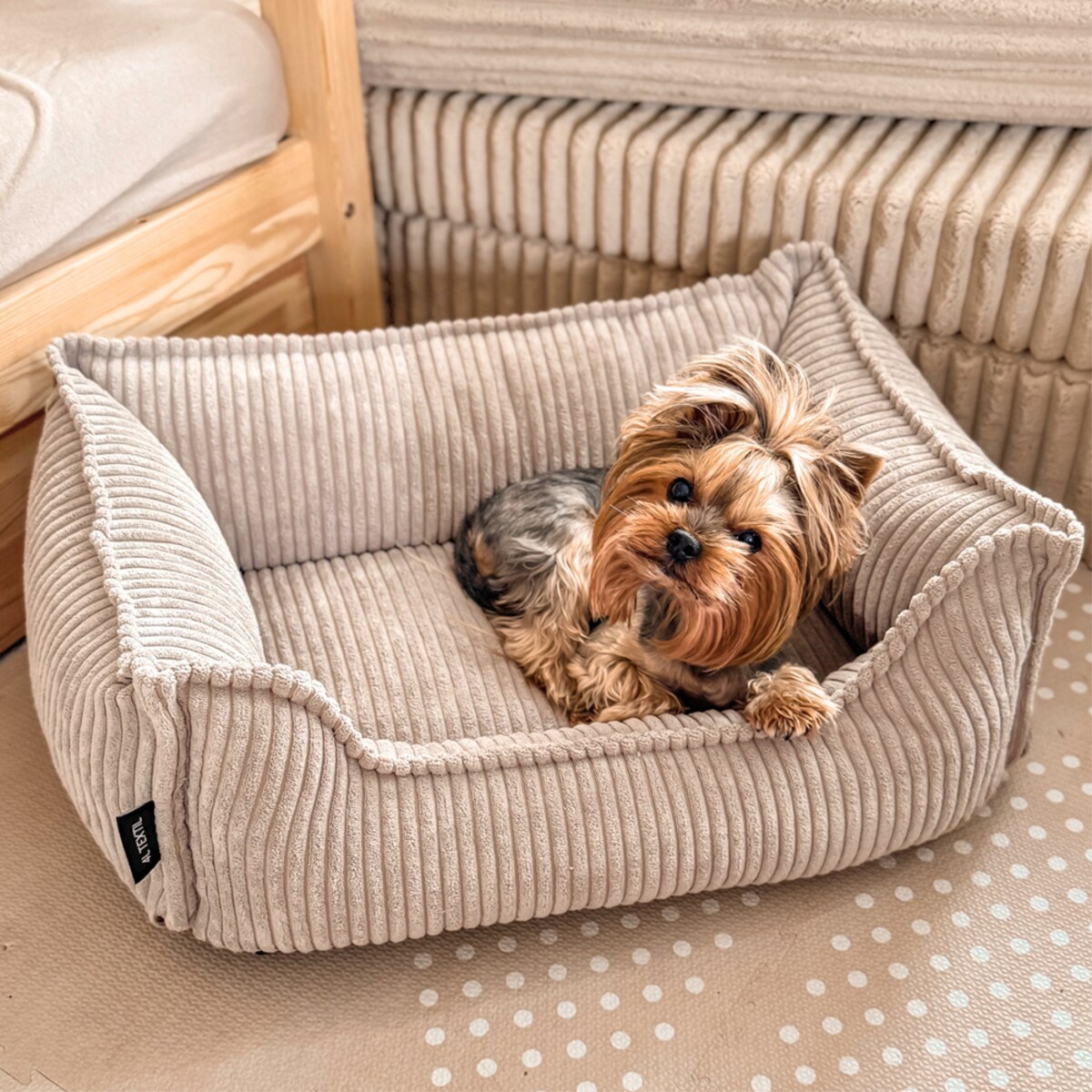 Ortopedyczne sztruksowe legowisko dla psa HUGO, 60x40 cm, Beż