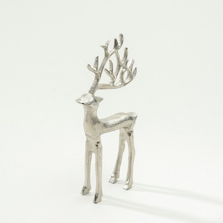 Figurka Silver Deer II 19 cm boże narodzenie, święta, świąteczne, srebrny, 10x3x19 cm