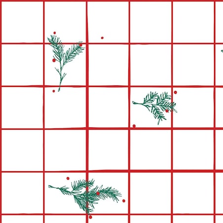 Poduszka świąteczna - krata i gałązki