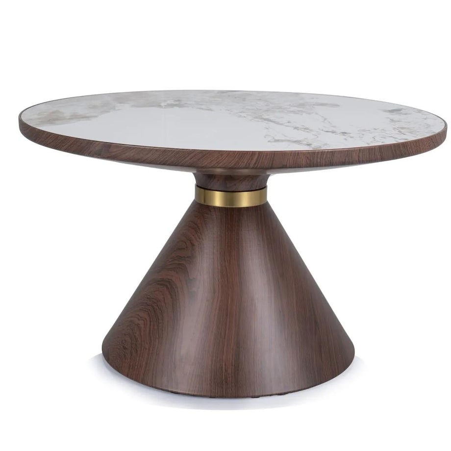 Ława NAPA A 70x70 biały marmur/brązowa