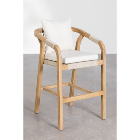 Prostokątny wysoki stół i 4 wysokie krzesła z drewna akacjowego Dubai