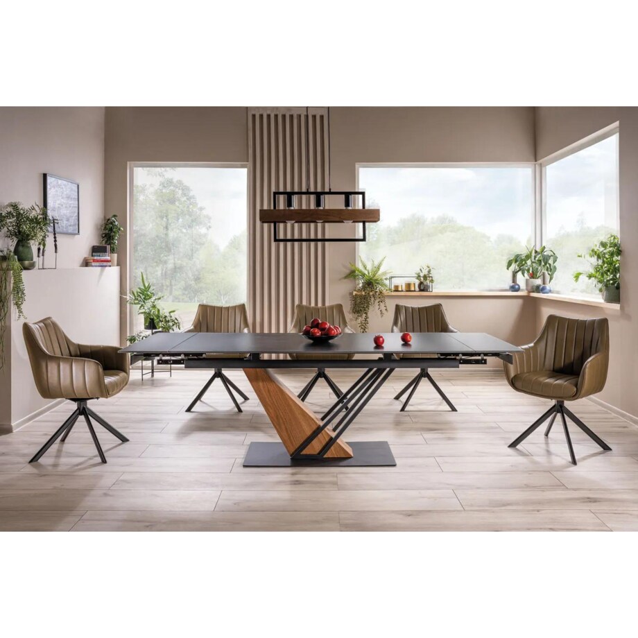 Stół rozkładany GENESIS 180(240)x90 czarny marmur/jesion