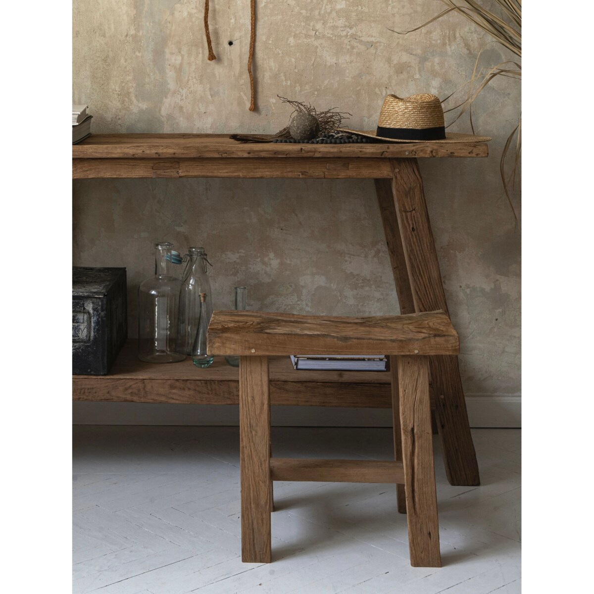 Stołek / Ławka z recyklingowanego drewna tekowego TIKI